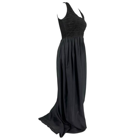 Kenneth Cole NY Black Parsk Leather Silk Maxi Dress‎ S Vintage Sleeveless - Picture 6 of 10